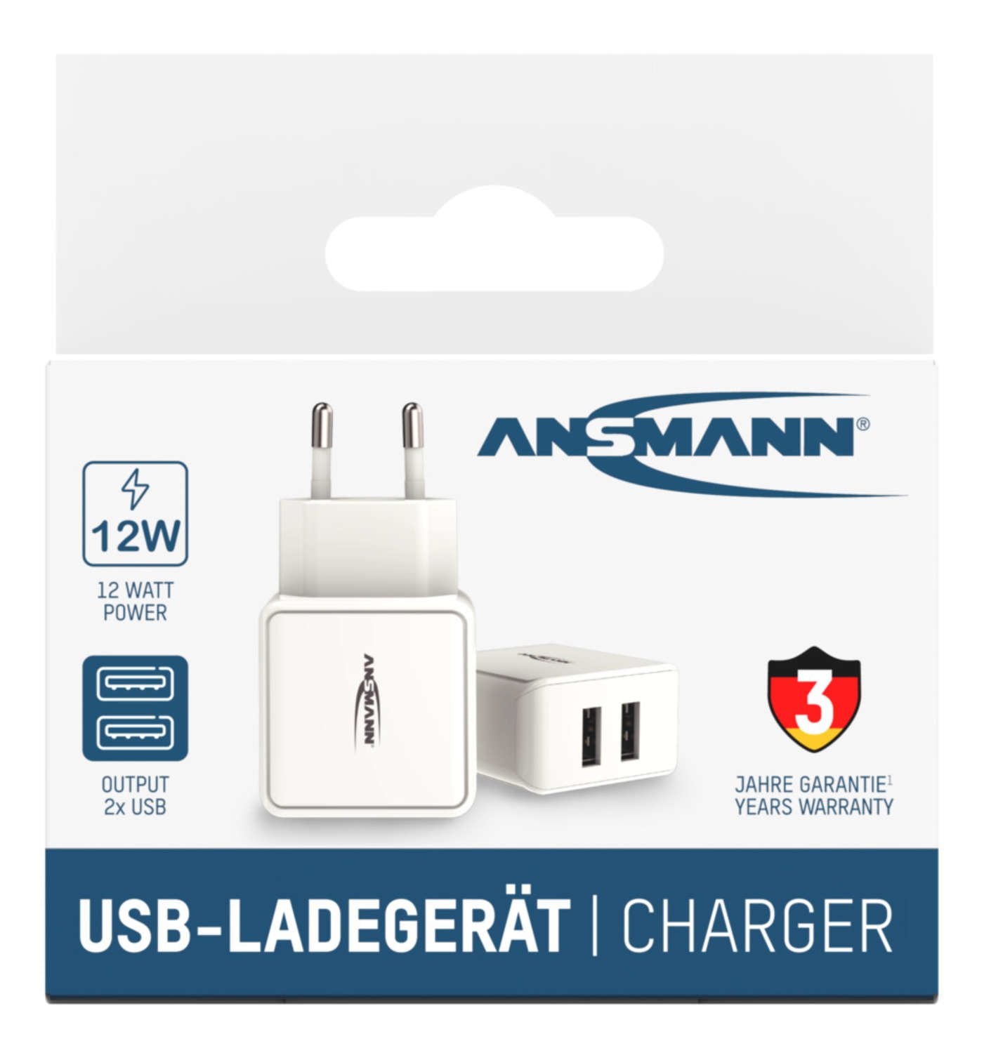 Cargador De Pared Ansmann Hc212 2xusb 2400ma Blanco