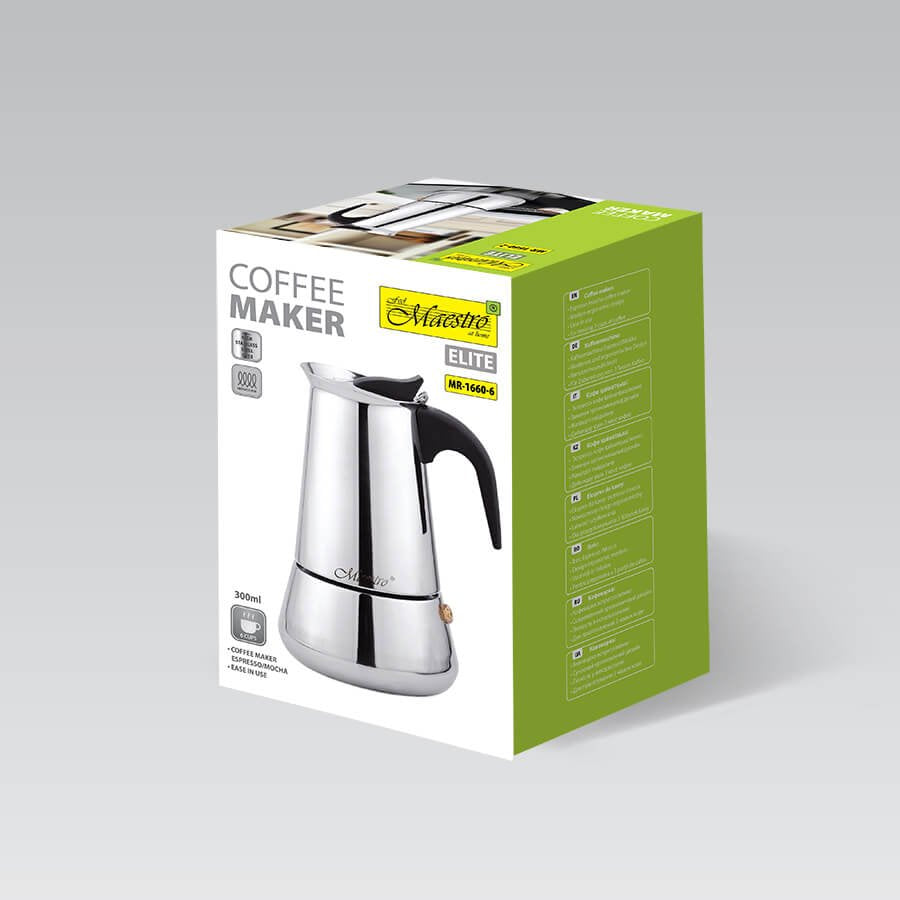 EAN 4820096551684 - Maestro MR-1660 Cafetera italiana 0,3 L Negro, Acero inoxidable imagen 6