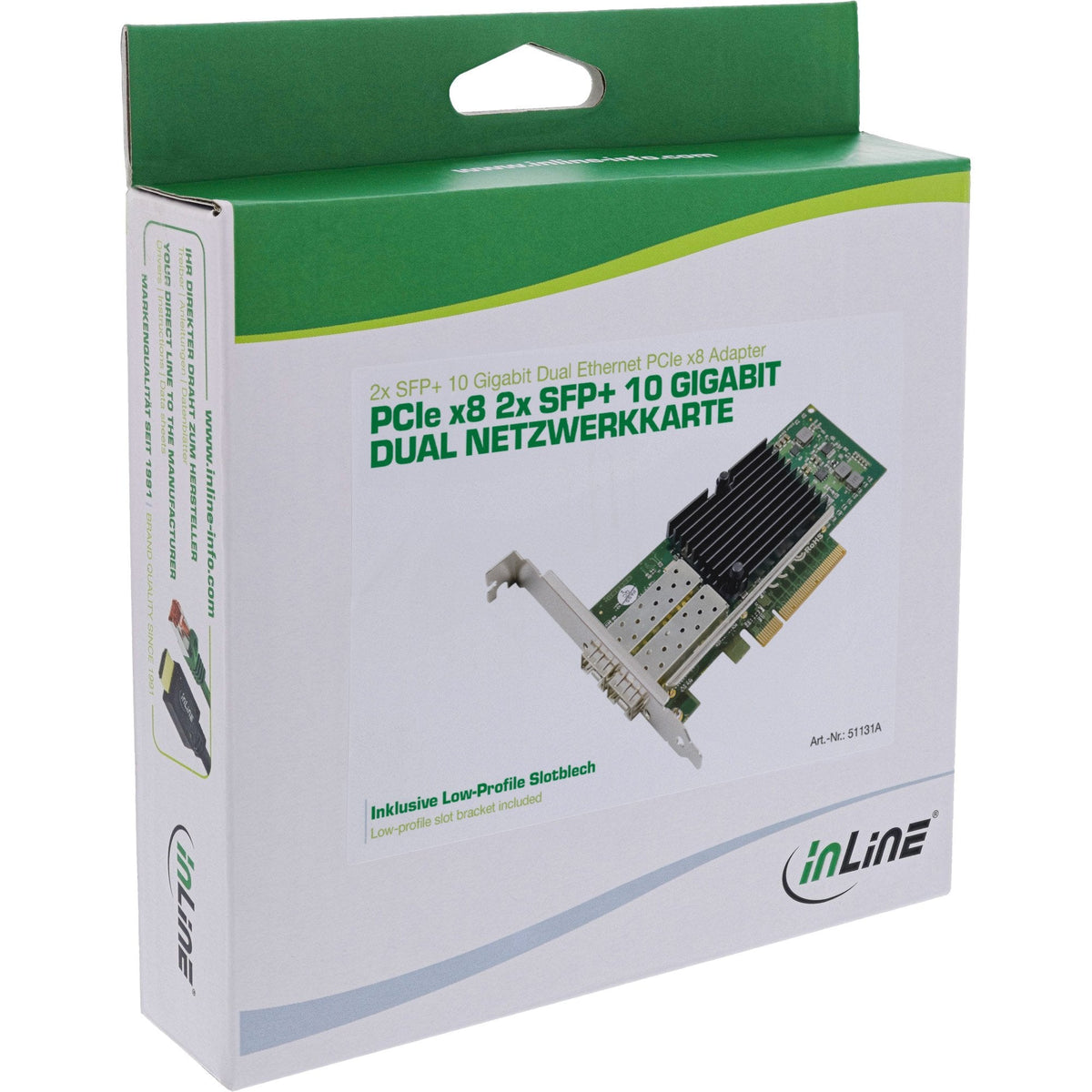 Inline® Dual 10 Gigabit Network Card, 2x Sfp+, Pcie X8, Incl. Lp Bracket