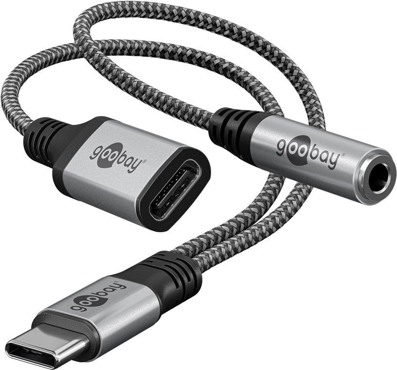 Goobay 74524 Cable De Audio 0,15 M Usb Type-C + 3.5mm Negro, Gris