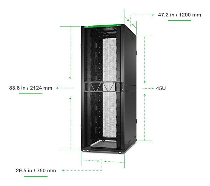 Armario Rack Apc Netshelter Sx Gen 2 2124 Al X 750 An X 1200 P Mm Con Laterales Para Suelo Negro 45u 19"