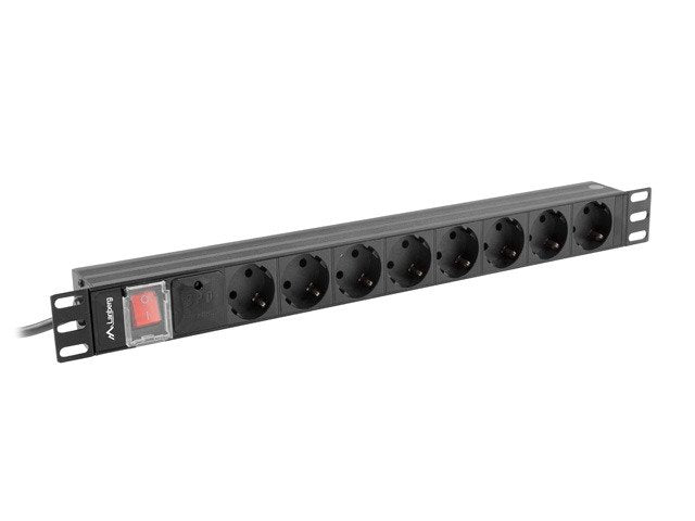EAN 5901969429749 - Lanberg PDU-08F-0200-BK unidad de distribución de energía (PDU) 8 salidas AC 1U Negro imagen 1