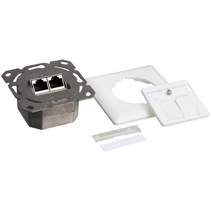 Logilink Np0123 Enchufe Cat.6a, 2x Rj45, Blanco, Horizontal