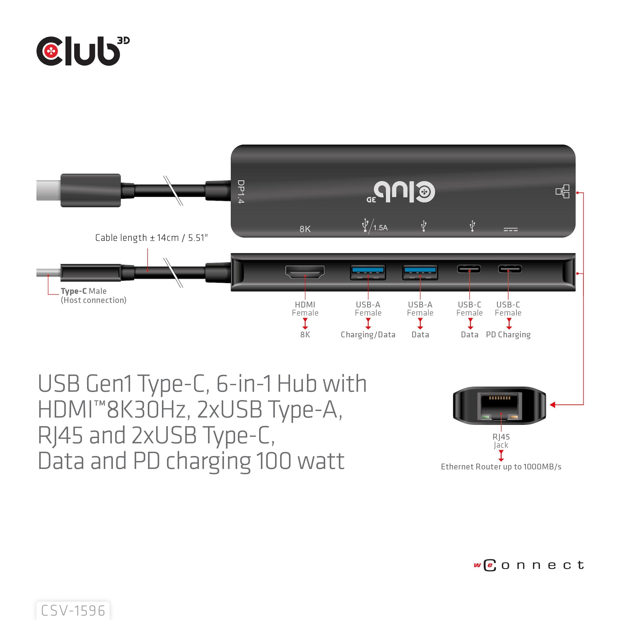 EAN 8719214472344 - CLUB3D CSV-1596 base para portátil y replicador de puertos USB 3.2 Gen 1 (3.1 Gen 1) Type-C Negro imagen 9
