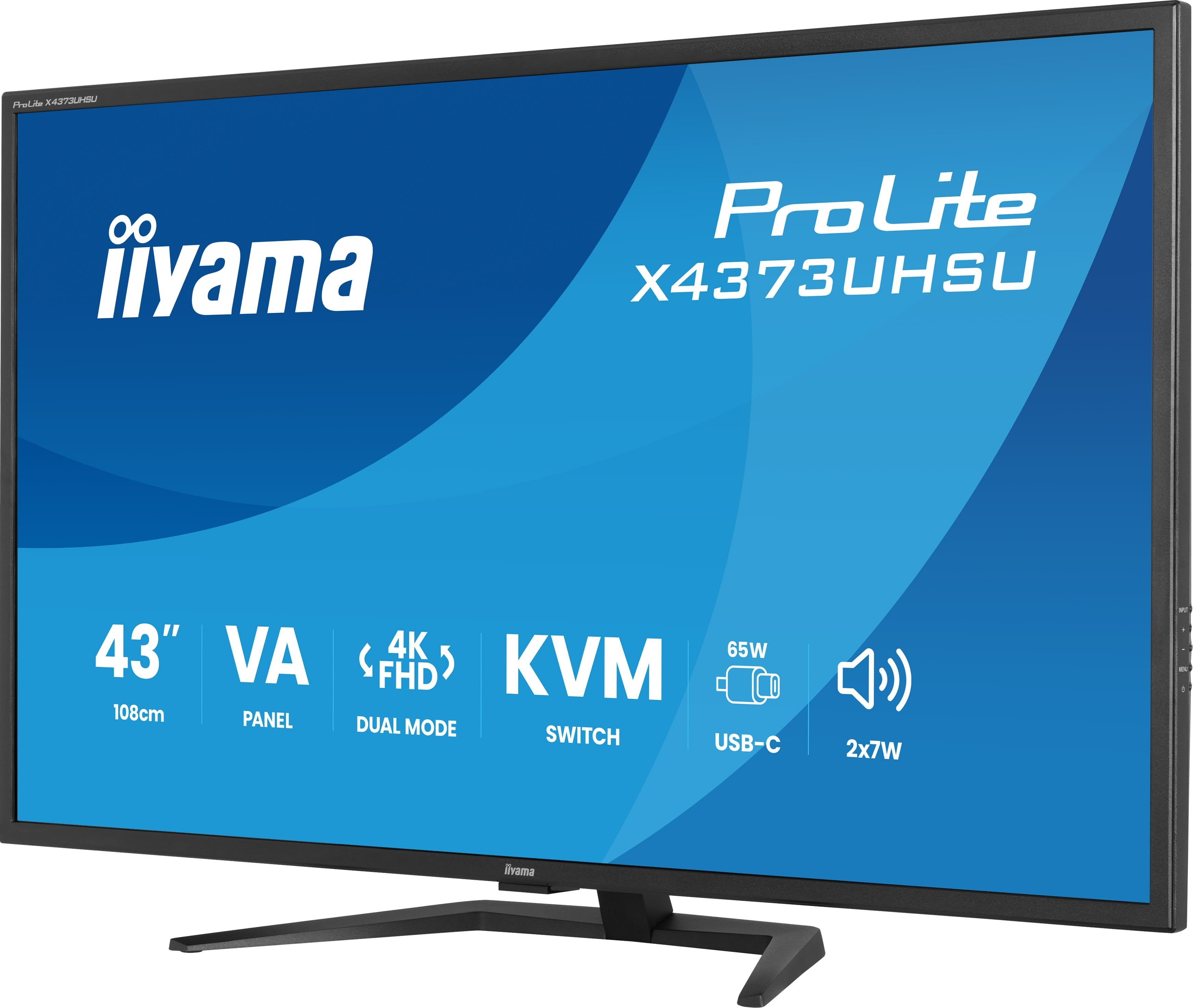 Iiyama Prolite X4373uhsu-B2 (108 Cm (42.5 Zoll), Negro (Matt), Ultrahd/4k, Va, Dual-Mode, Fb, Usb-Hub, Kvm) X4373uhsu-B2