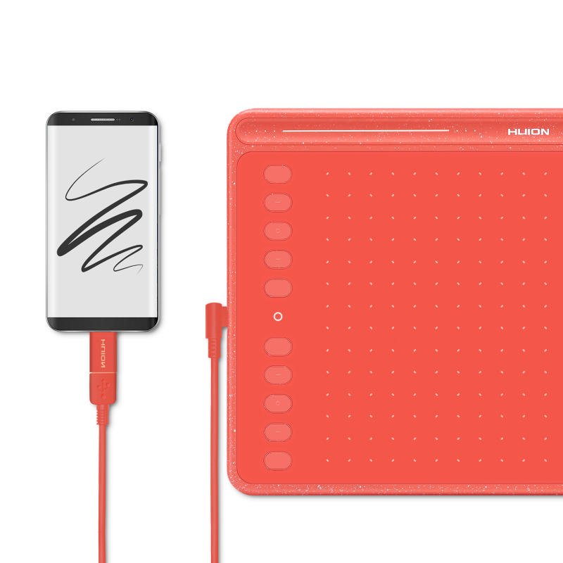 Huion Hs611 Red Tableta Digitalizadora Rojo 5080 Líneas Por Pulgada 258,4 X 161,5 Mm Usb