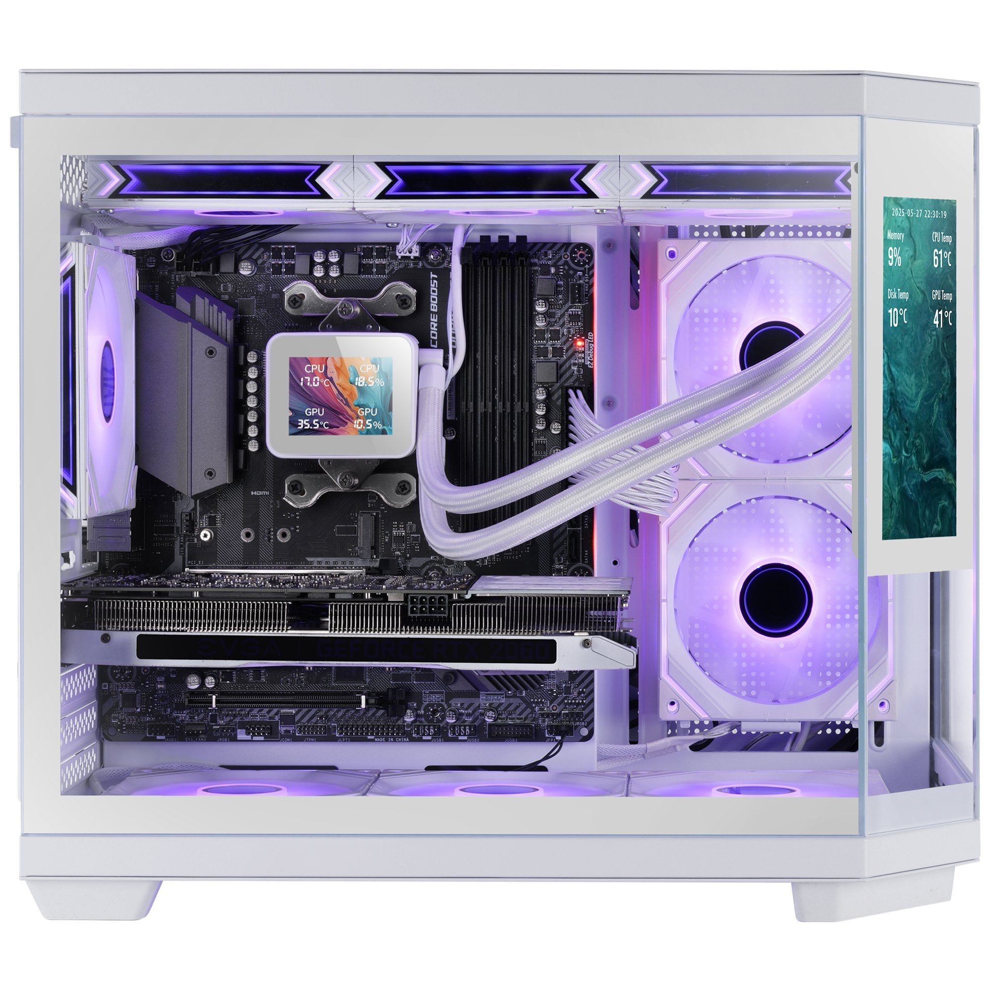 Caja Microatx Mc3t Corelcdm Blanco Mars Gaming M-Atx / Usb-C X1 / Usb 3.0 X1 / Usb 2.0 X1 /2x Hdd + 3x Ssd / Pantalla Ips 7.2''