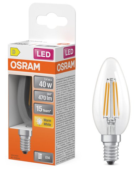 Osram Parathom Classic Filament 40 Non-Dim 3,4w 827 E14 Bulb
