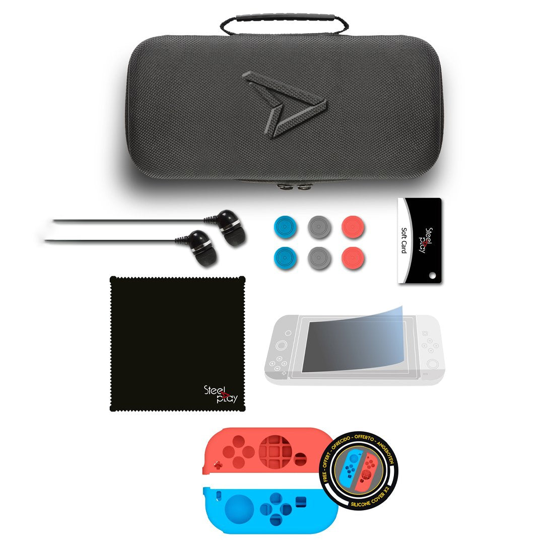 Kit De Transporte Y Protección Steelplay 11 En 1 + 2 Fundas Para Joypad Switch Gratis