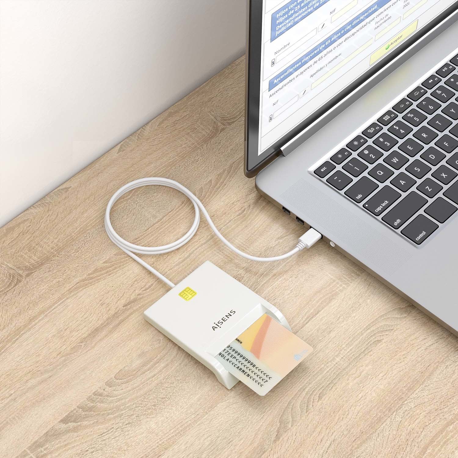 Aisens Lector De Tarjeta Inteligente Dni - Blanco