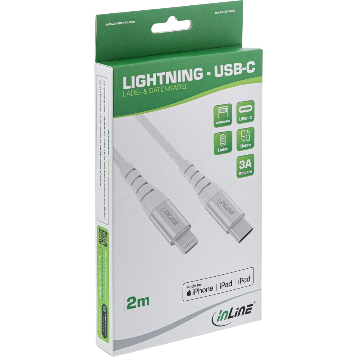 Inline® 31450c Cable Usb-C - Lightning 1 M Plata