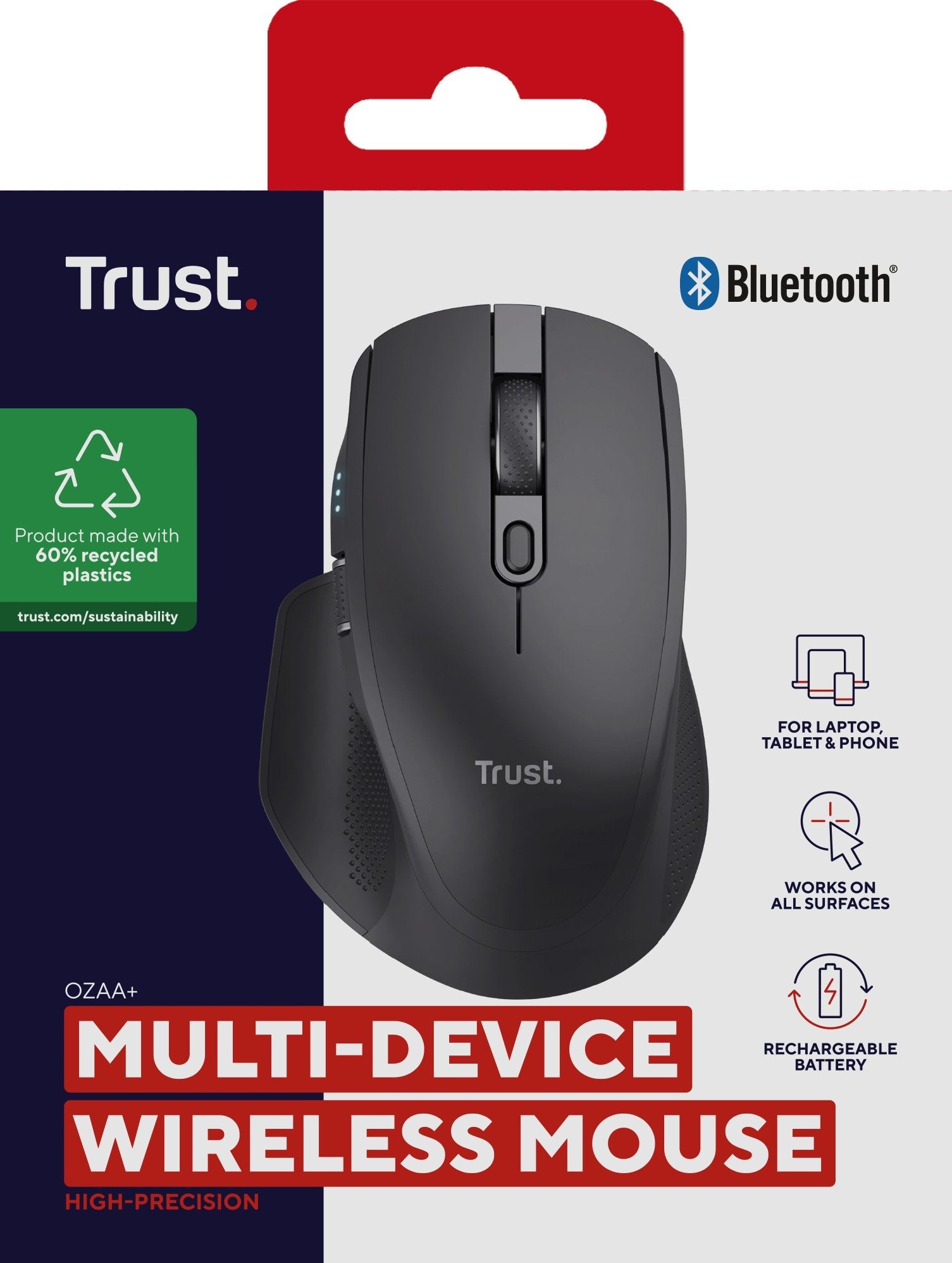 Ratón Inalámbrico Por Bluetooth Trust Ozaa+ Batería Recargable Hasta 3200 Dpi
