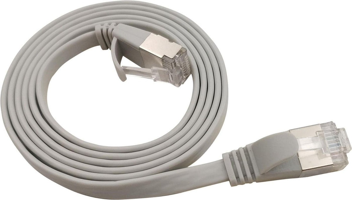 Flat U/Ftp Cat6a Grey 5m Awg 32/7, Pvc, 1 85x6mm Stp-Fl6a-00500-Gy