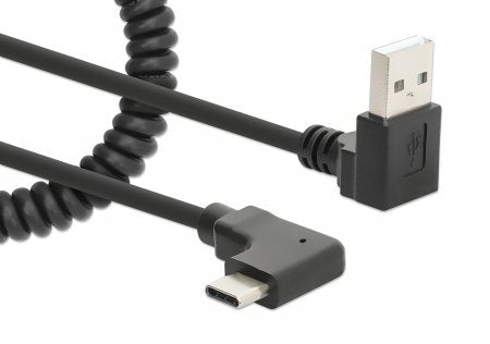 Manhattan Spiralcable Usb-A Auf Usb-C Ladecable 1m Negro