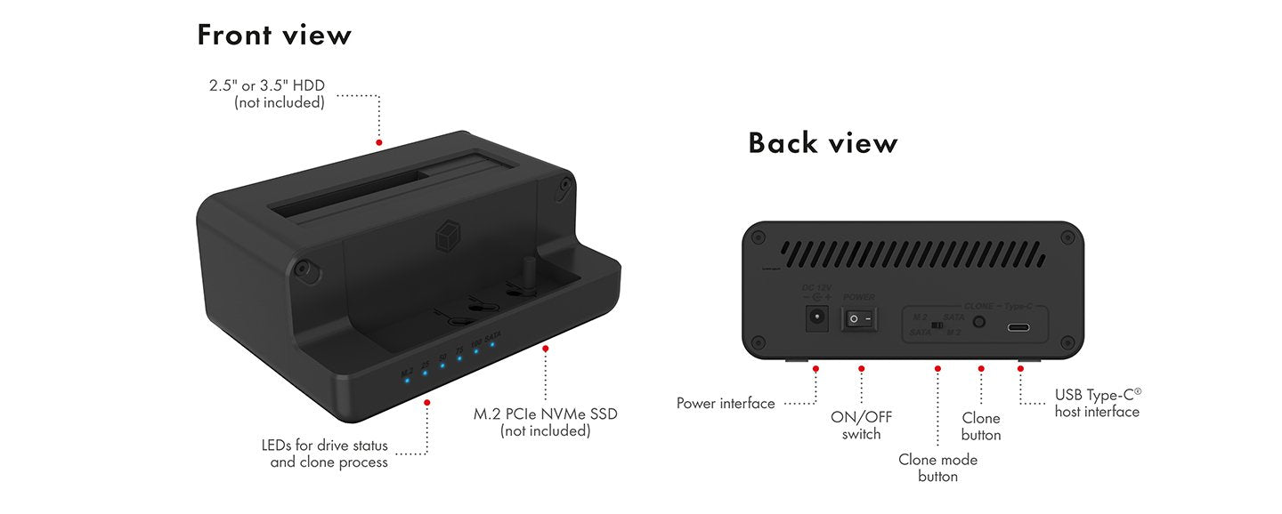 Docking Icy Box Ib-2914mscl-C31 Usb 3.2 Gen 2 (3.1 Gen 2) Type-C Negro