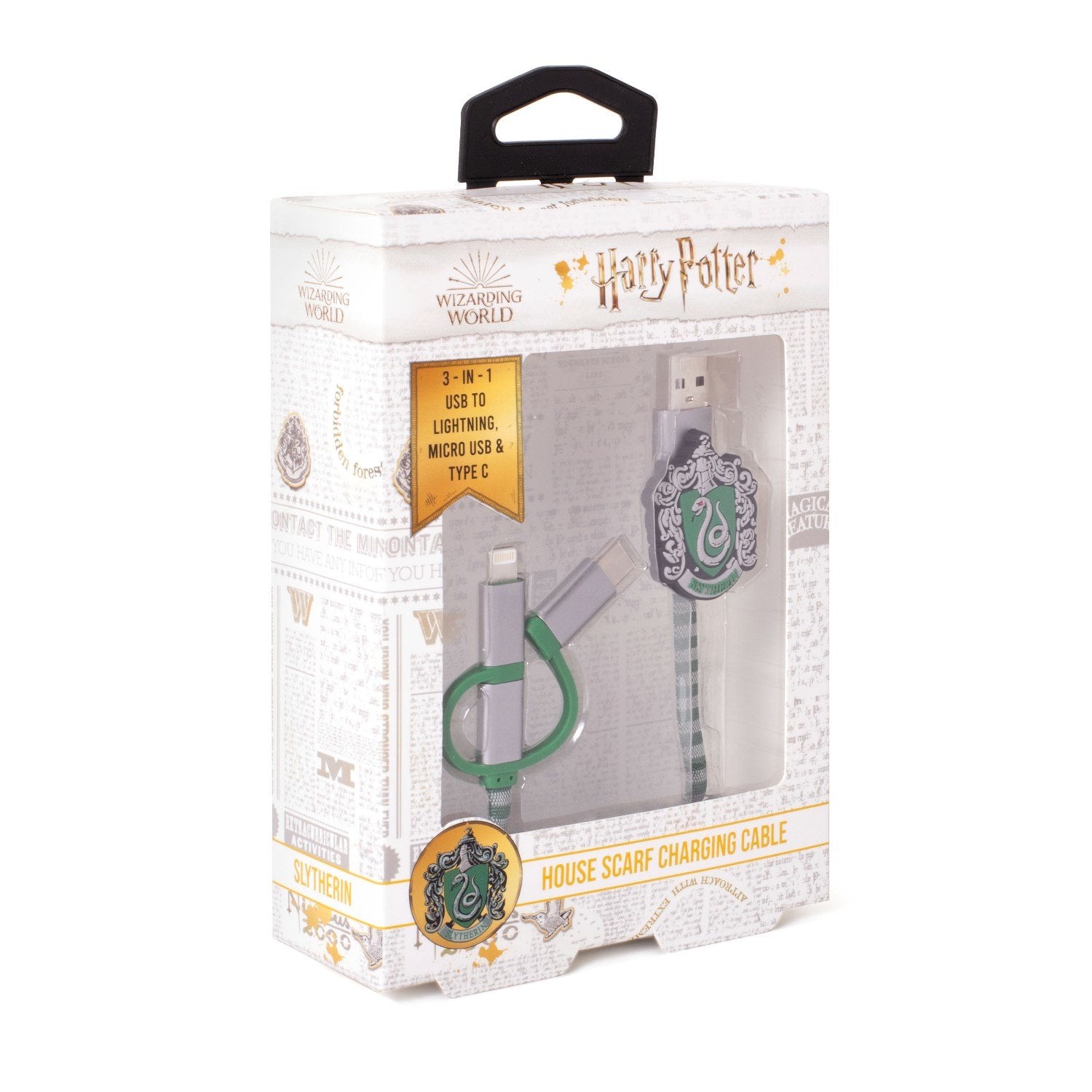 Cable Hogwarts Slytherin 3 En 1 Lightning/Micro/Usb-C