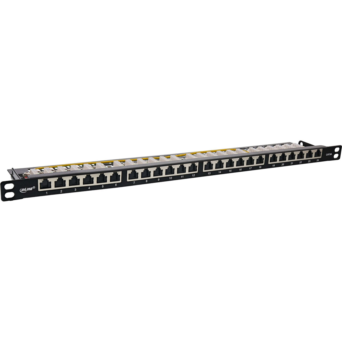 Inline® 19" Patch Panel Cat.6a 0.5 U 24-Port, With Dust Projoection, Negro