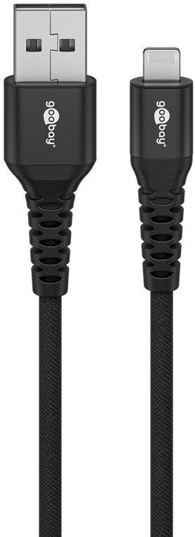 Goobay Lightning Usb-A Supersoft Textile Cable With Metal Plugs, 2 M, Black