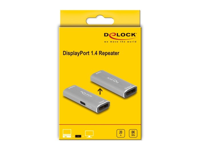 Delock 11504 Displayport 1.4 Repetidor 8k 30 Hz 20 M