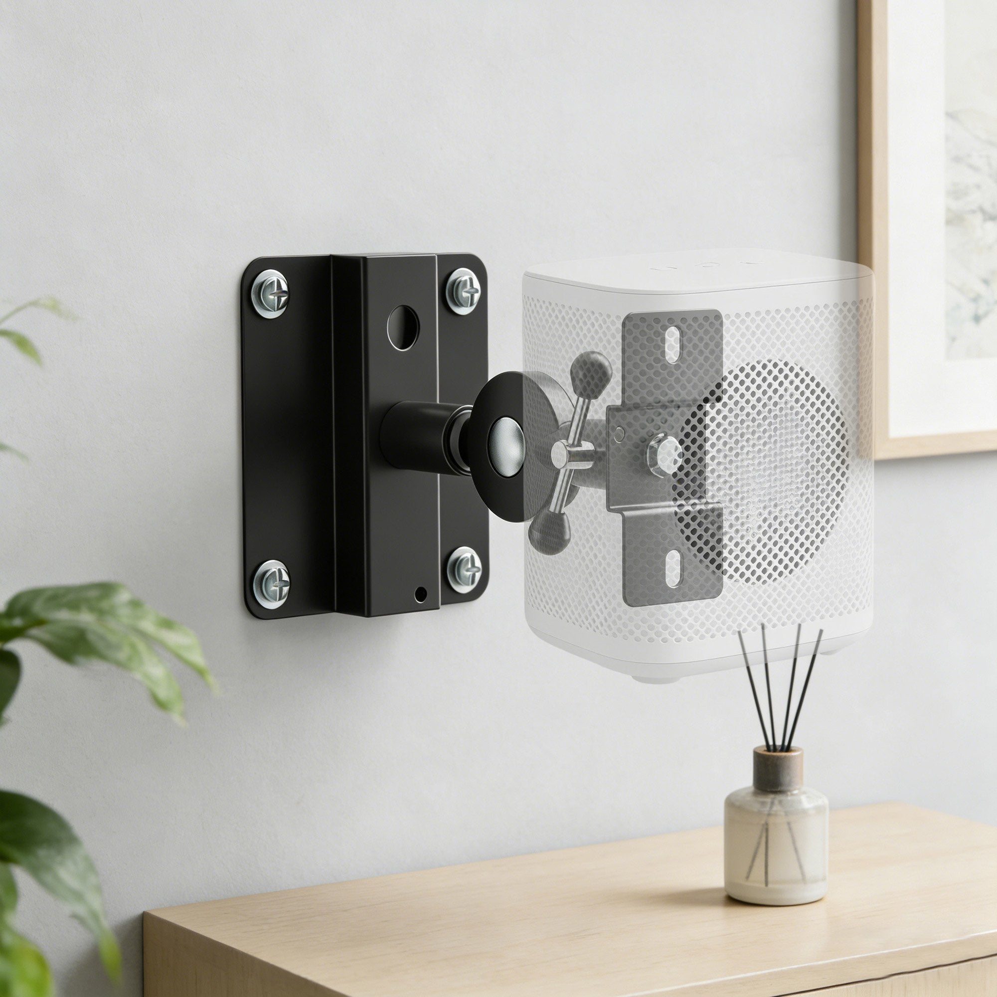 Juego De 2 Soportes De Pared Para Altavoces Inline, Negro