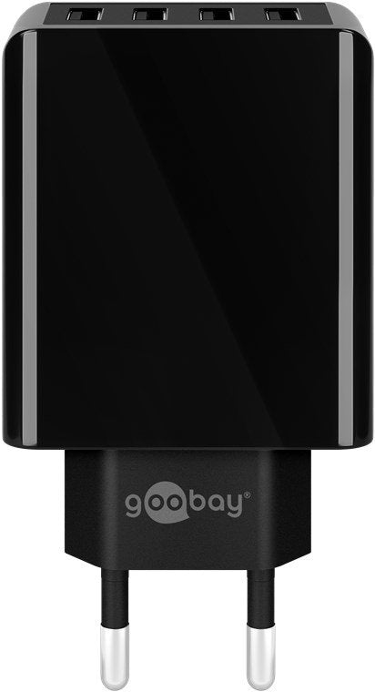 Goobay Cargador Pared Usb A 4 Tomas Negro Usb 3a, 30w