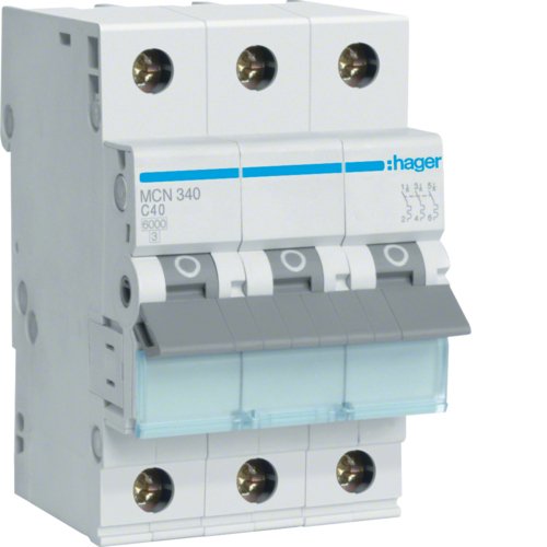 Hager Leitungsschutzschalter Mcn340 3polig 6ka C-40a 3m