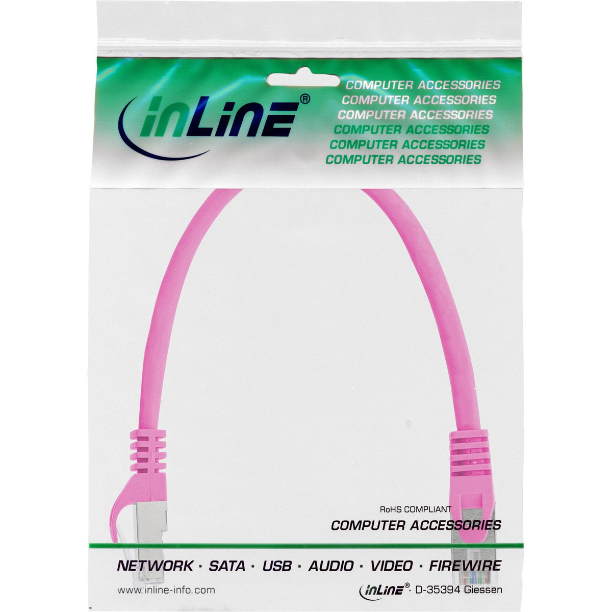 Cable De Red Inline Sf/Utp Cat.5e Rosa 0.3m