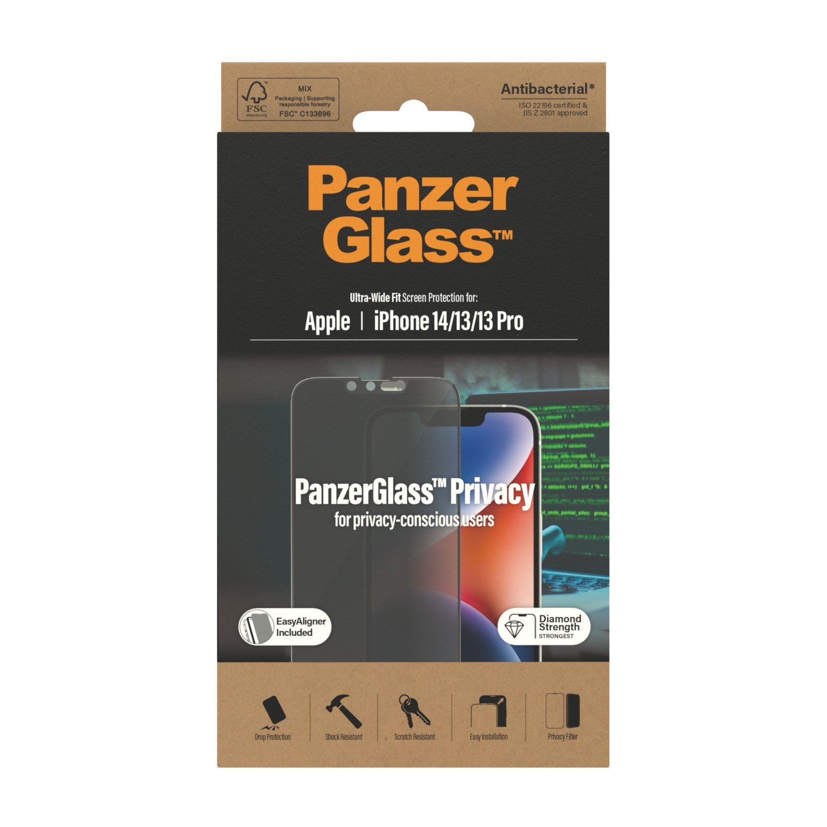EAN 5711724127830 - PanzerGlass ® Privacy Screen Protector iPhone 14 | 13 | 13 Pro | Ultra-Wide Fit w. EasyAligner Protector imagen 3