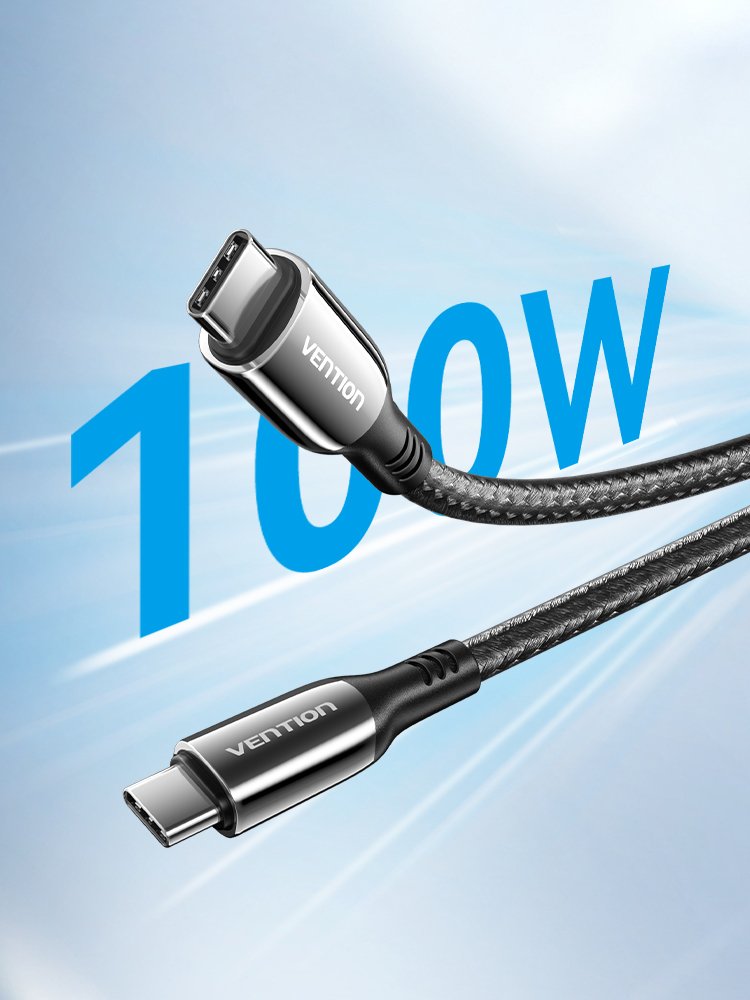 Cable Usb 2.0 Tipo-C 5a 100w Vention Ctkbav Usb Tipo-C Macho Usb Tipo-C Macho 1.2m Negro