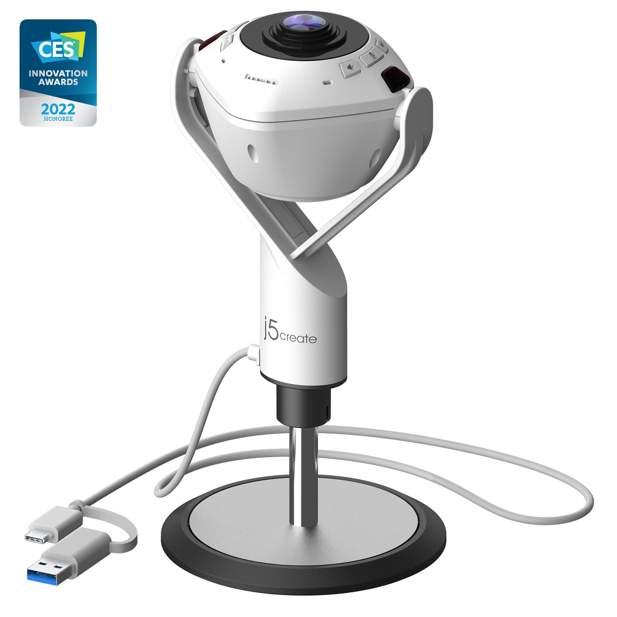 Cámara Web J5create Jvu368 De 360° Alimentada Por Ia Con Altavoz