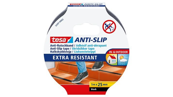 Cinta Antideslizante Tesa, Negra, 5m X 25mm
