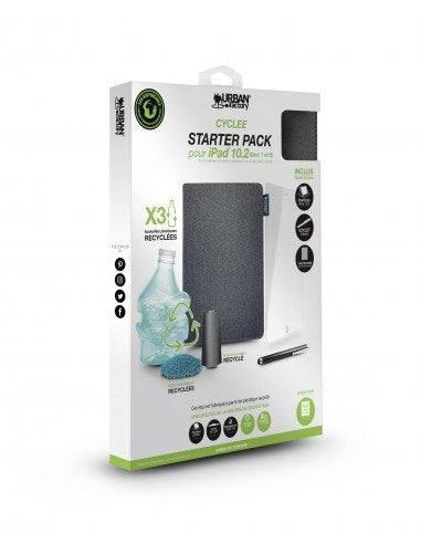 Urban Factory Greenee Pack Funda, Lapiz Y Cristal Templado Para Ipad - 7âª, 8⪠Y 9⪠Generacion - 10.2" - Ecologico -