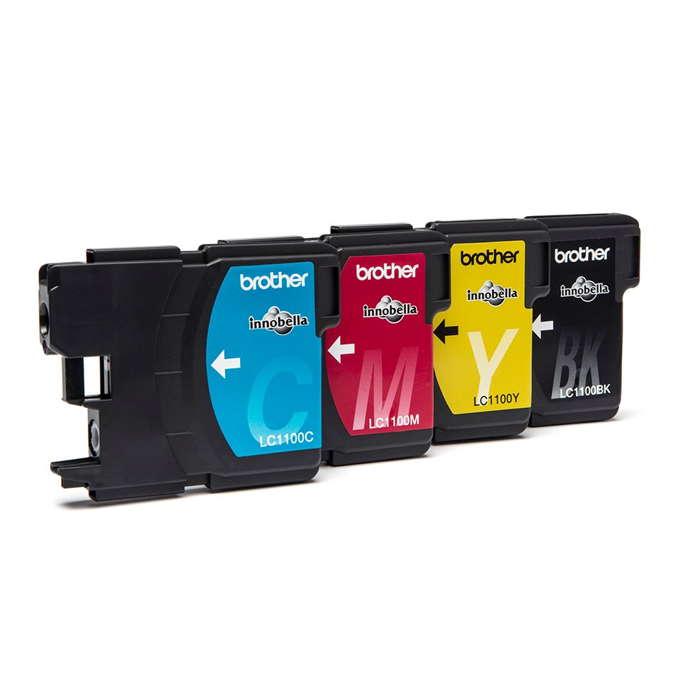 Brother Lc1100 Paquete De 4 Negro, Amarillo, Cian, Magenta Original BlaSter Cartucho De Tinta Para Brother Dcp-185, 385, 395, 585, J715, Mfc-490, 5490, 5890, 5895, 6890, 790, 795, 990, J61