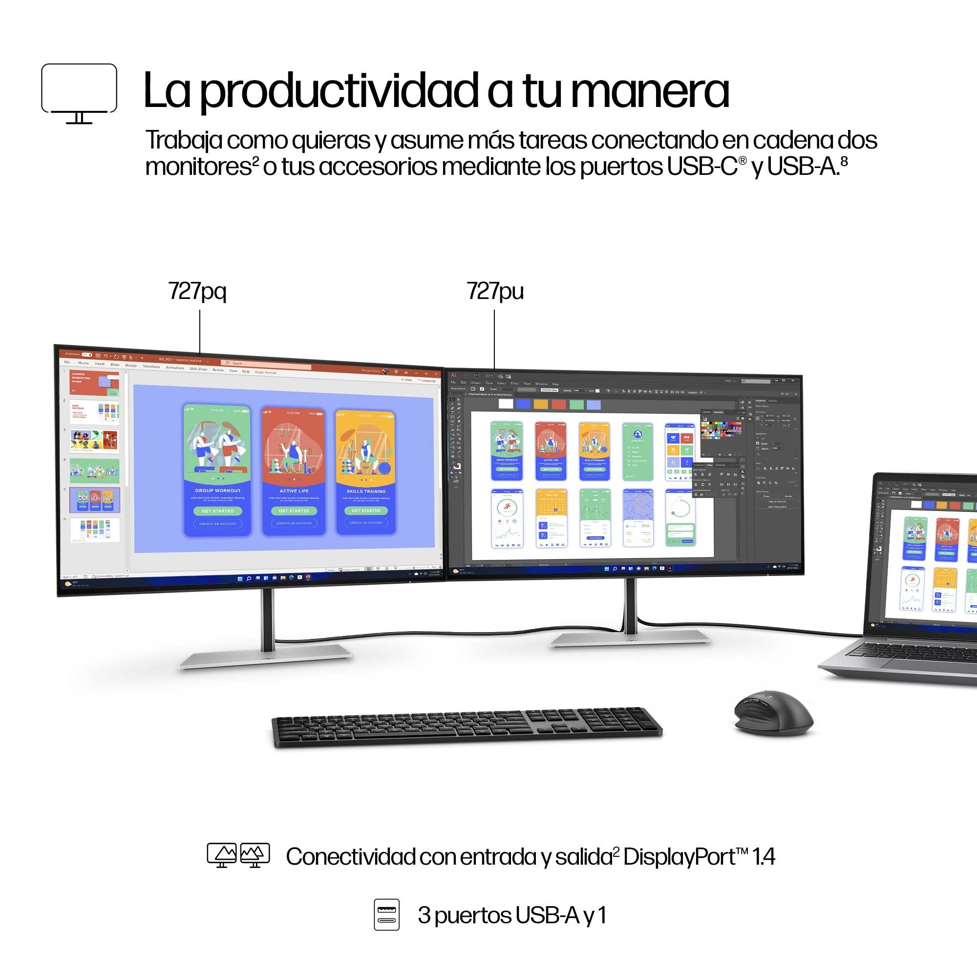 Monitor  Hp 727pq Series 7 Pro Led 27" 2560 X 1440 Qhd @ 120 Hz Ips Black 400 Cd/M² 2000:1 Displayhdr 400 5 Ms Hdmi Displayport Negro Plata
