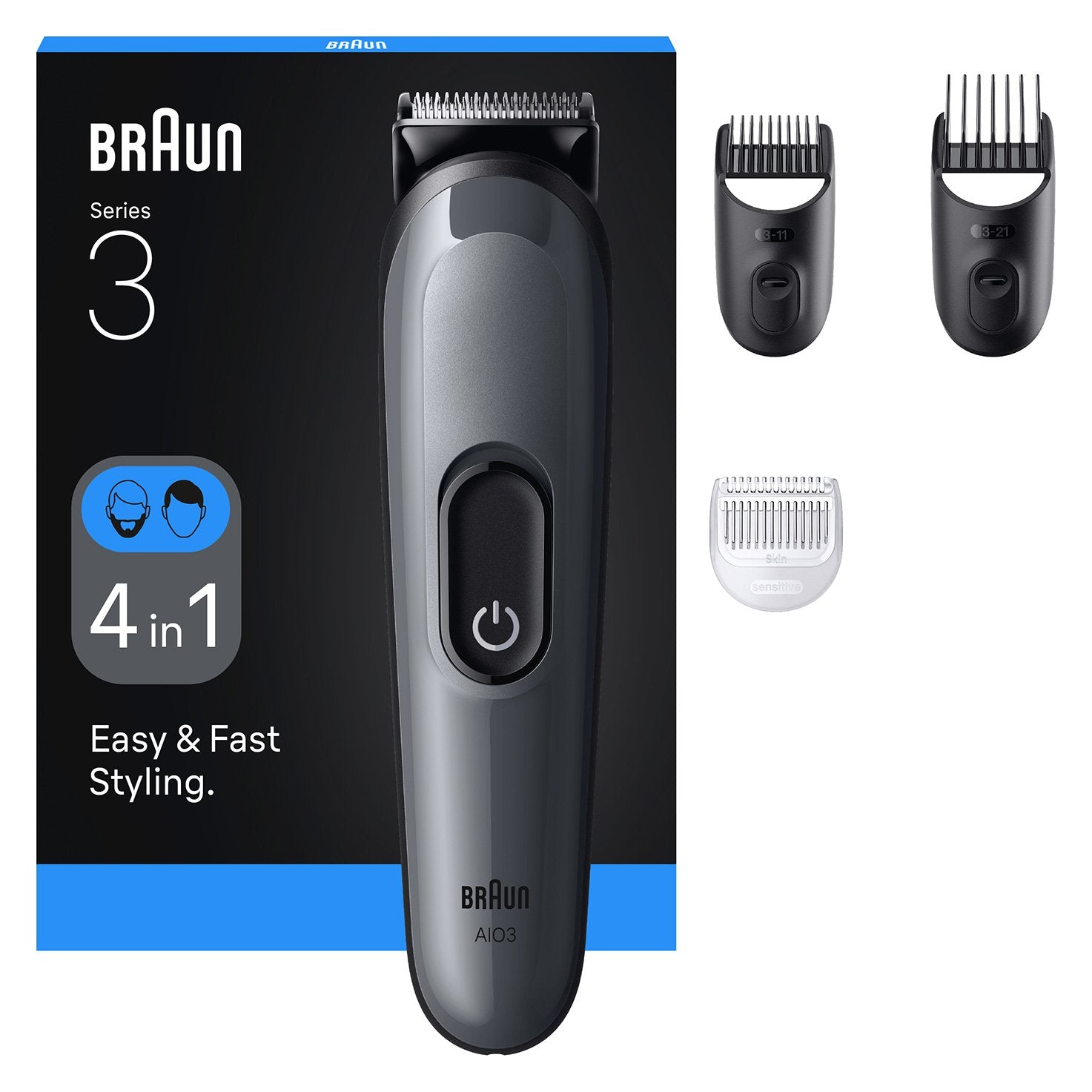 Braun Aio3500 Cortadora De Pelo Y Maquinilla Negro, Gris 14 Níquel-Metal Hidruro (Nimh)