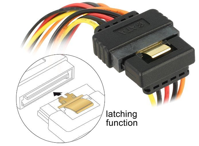Delock Cable Sata 15 Pin Strom Stecker Mit Einrastfunktion > 2 X Sata 15 Pin Strom Buchse 15 Cm