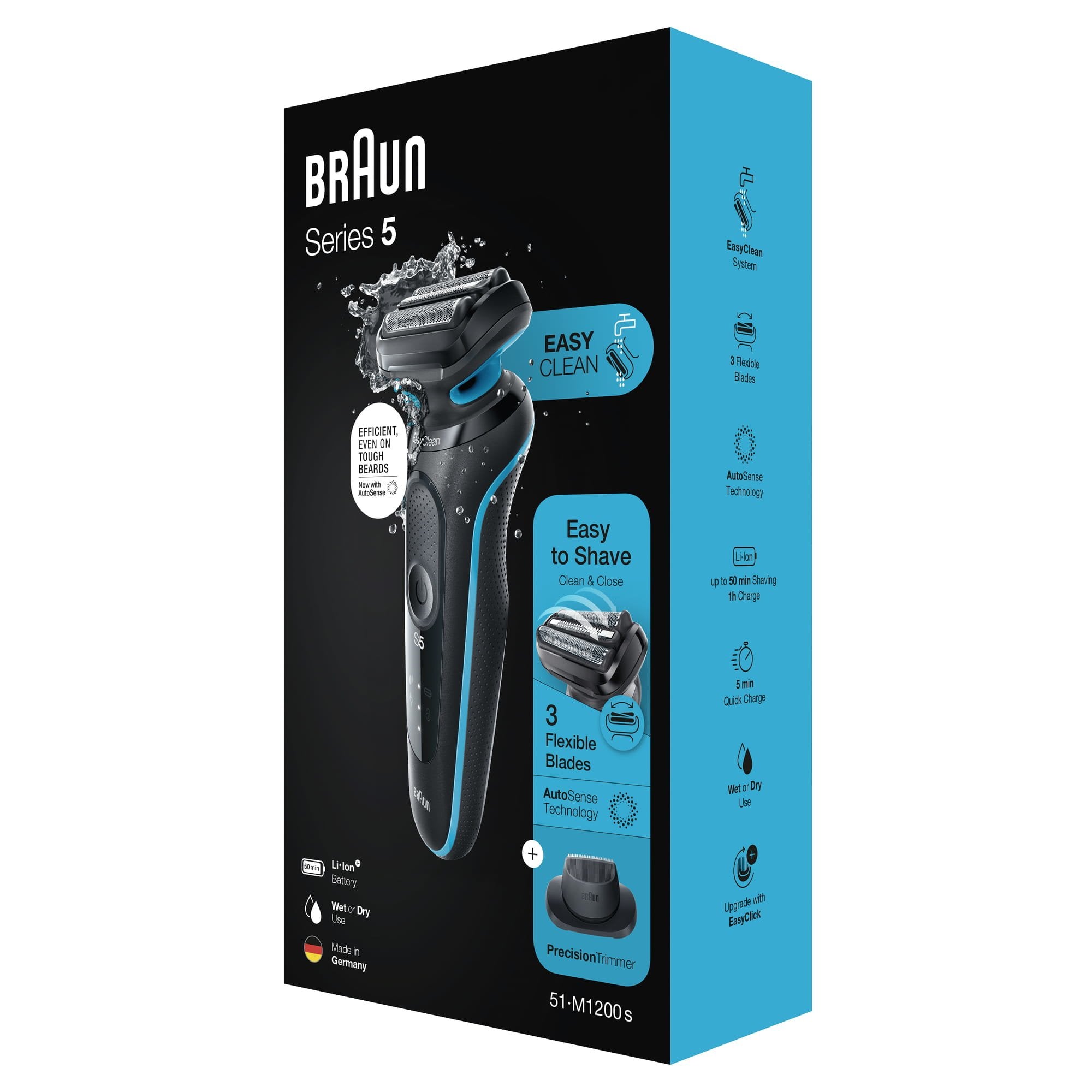 EAN 4210201432654 - Braun Series 5 51-M1200s afeitadora Máquina de afeitar de láminas Recortadora Negro, Azul imagen 5