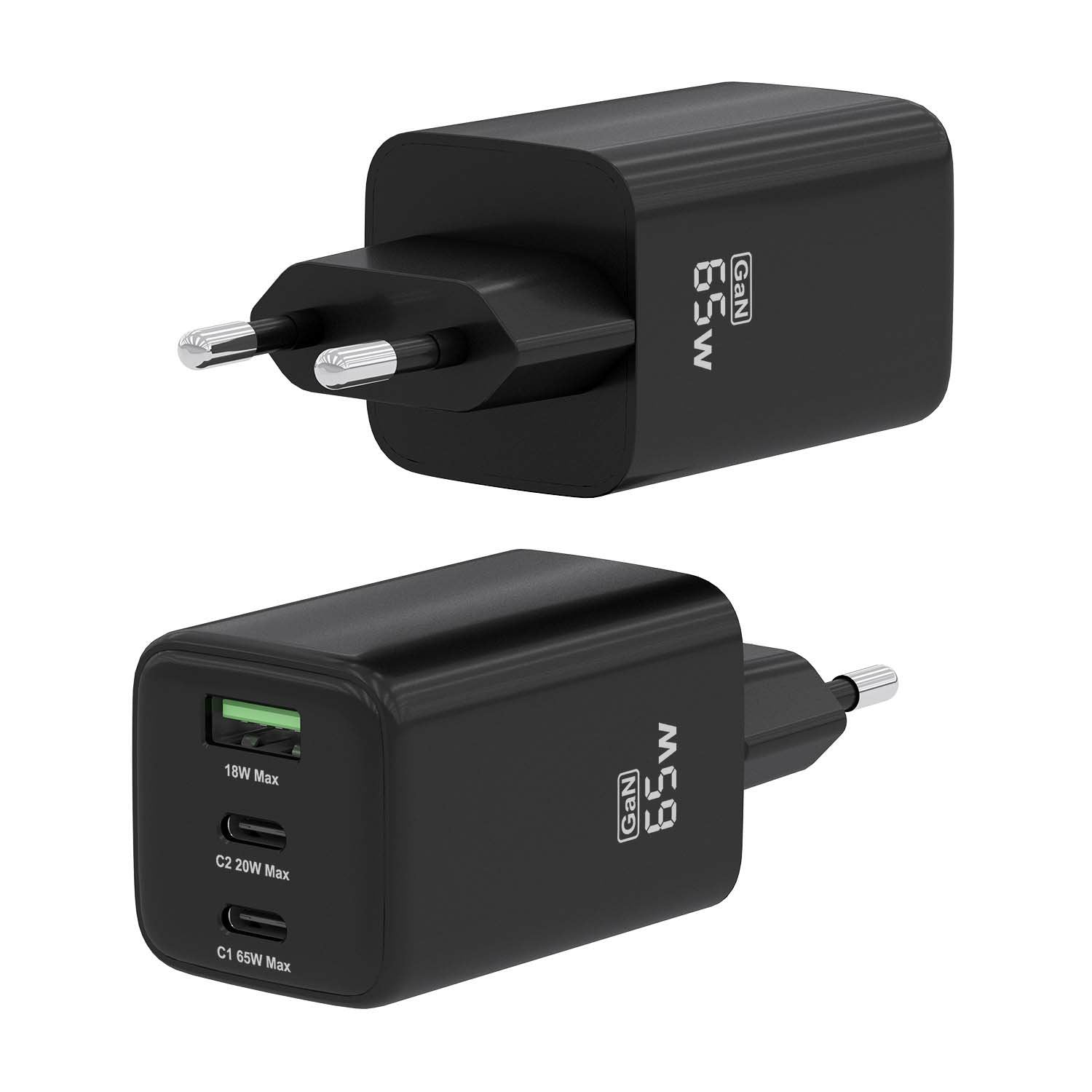 Aisens Cargador Gan 65w, 2xusb-C Pd3.0 Qc4.0, 1xusb-A Qc3.0, Negro