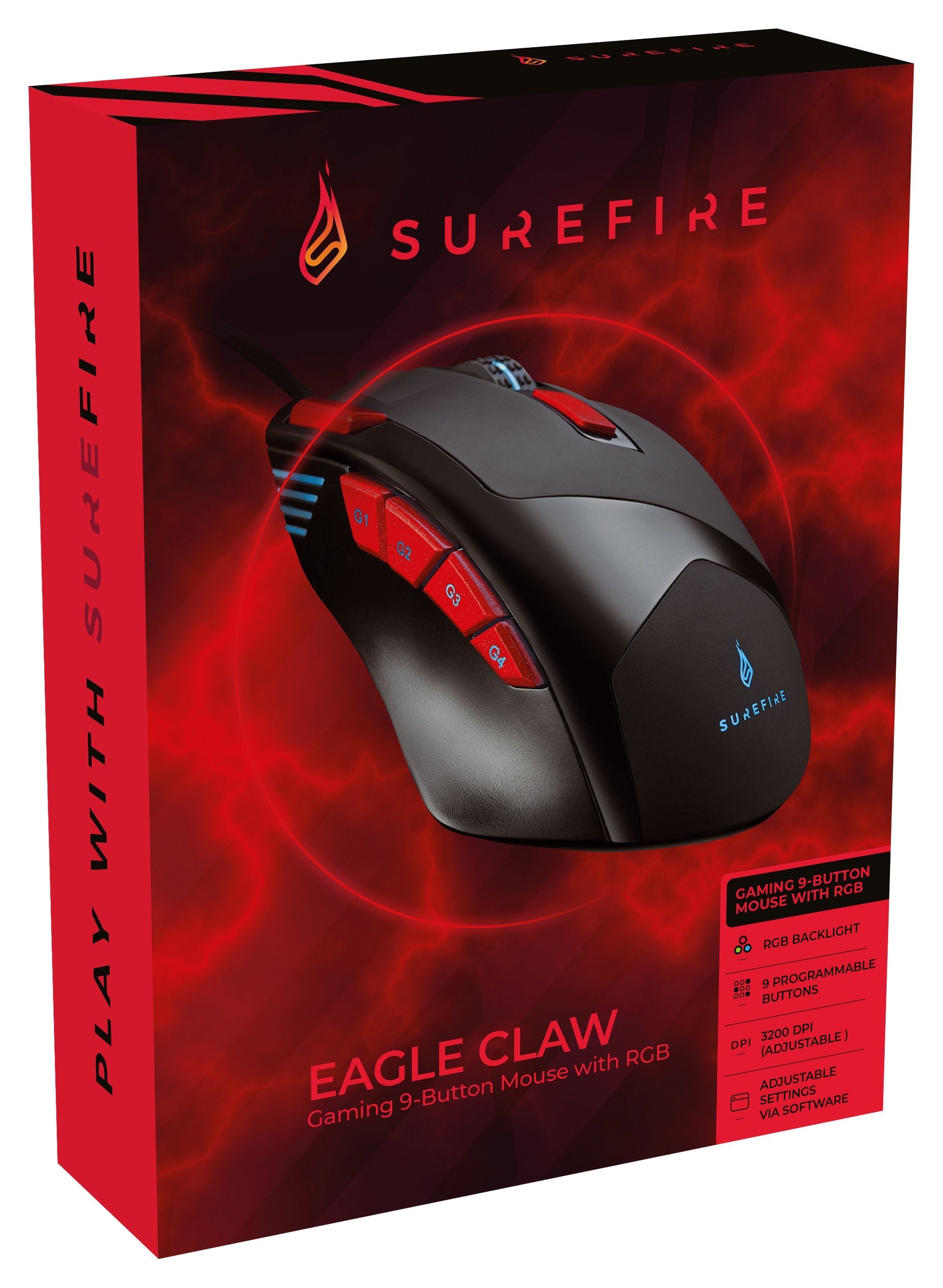 Surefire 48817 Ratón Juego Mano Derecha Usb Tipo A Óptico 3200 Dpi