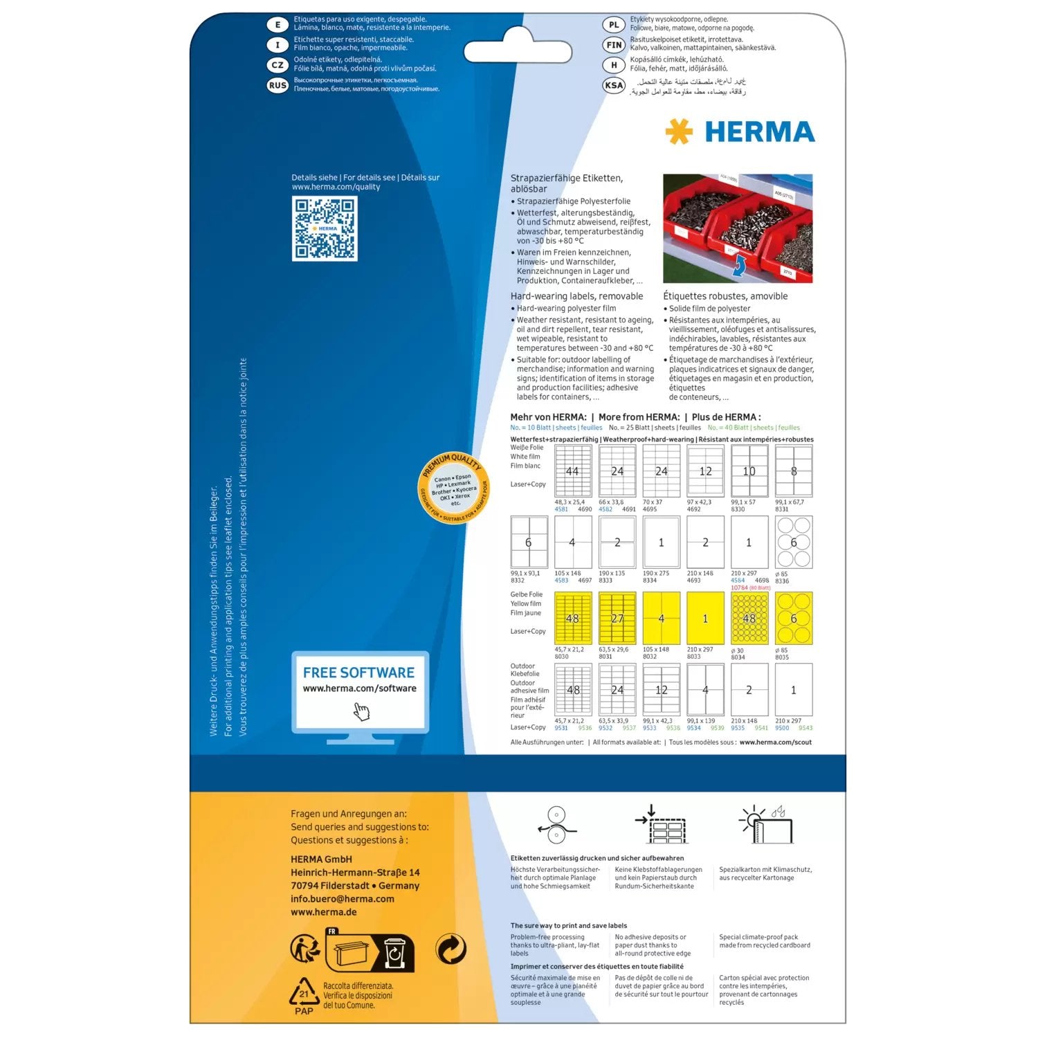 EAN 4008705045759 - HERMA 4575 etiqueta autoadhesiva Desmontable Blanco 160 pieza(s) imagen 2