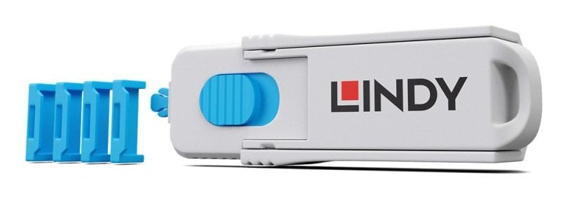Hdmi Port Locks Blue 4x + 1 Key