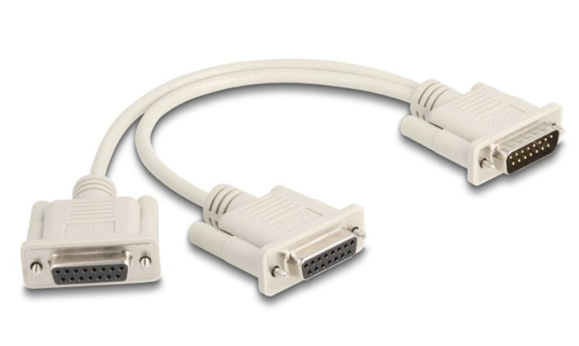 Adapter Y-Cable Splitter D-Sub 15 Pin Stecker Zu 2 X D-Sub 15 Pin Buchse Mit Schrauben 30 Cm
