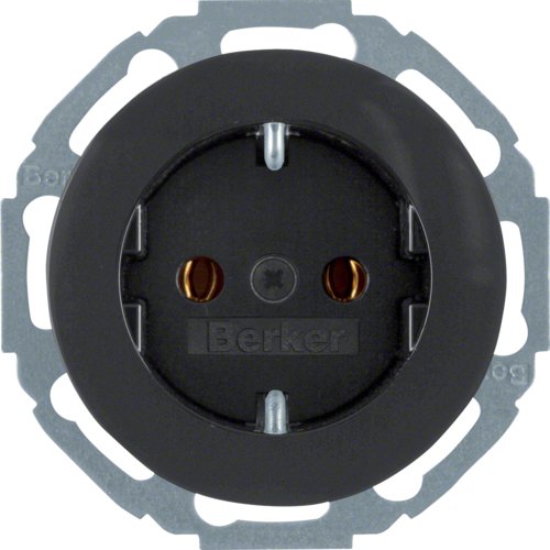 Berker 47452045 Steckdose Schuko Serie R.Classic Schwarz, Glänz