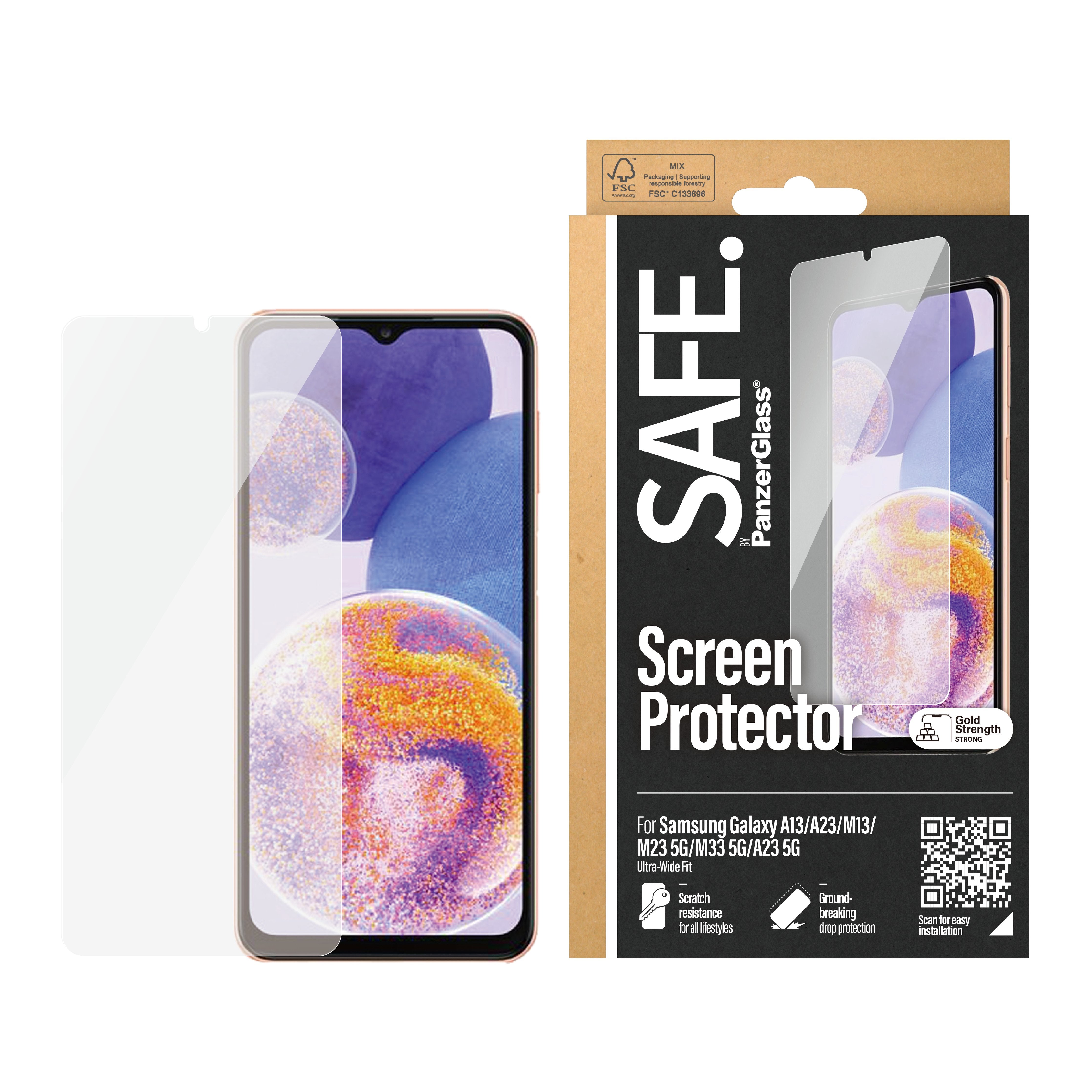 Panzerglass Safe Samsung Protector De Pantalla Galaxy A13 A23 M23 5g/M33 5g Case Friendly - Black (Safe95107)