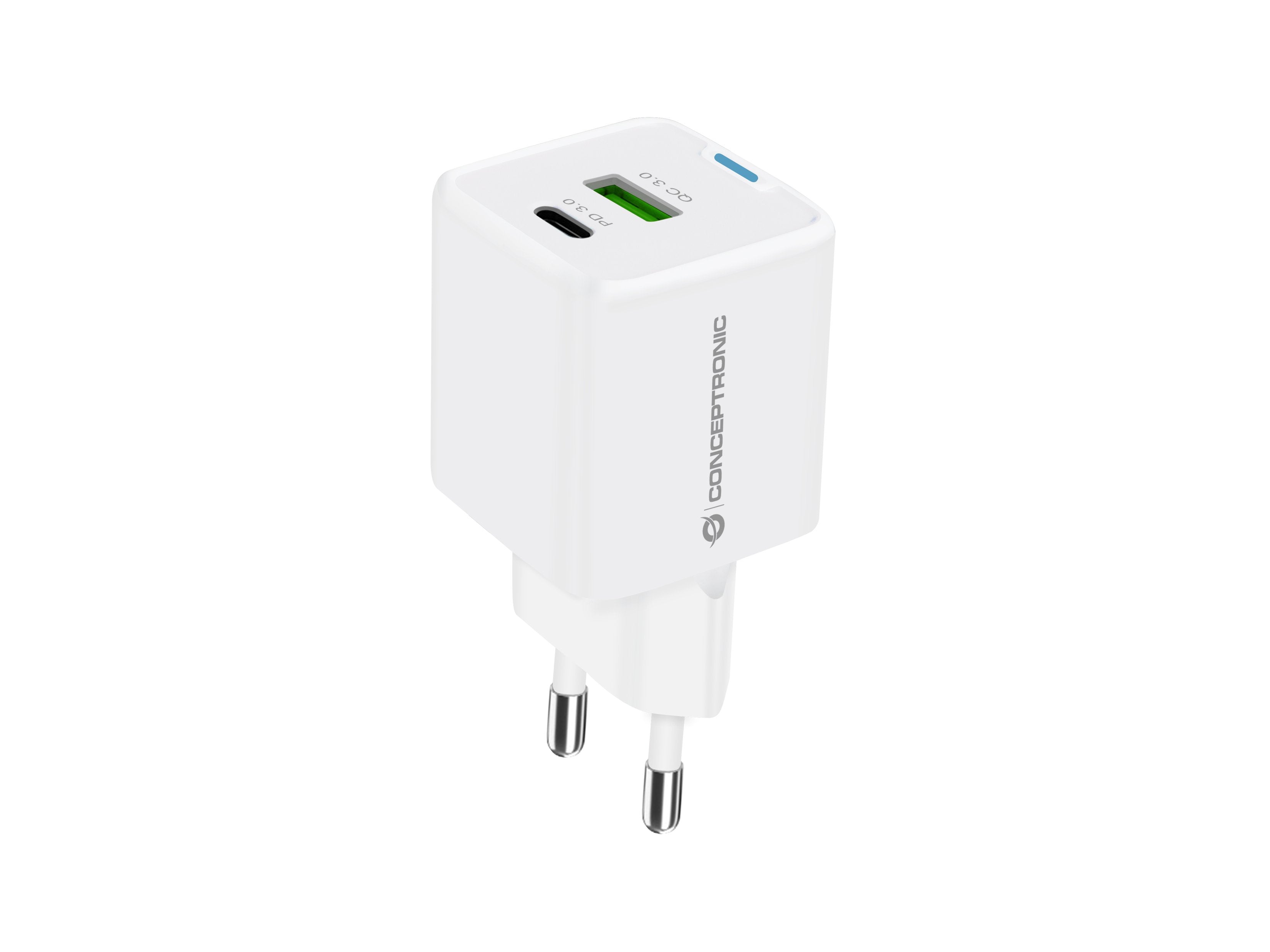 Conceptronic Cargador 2port 33w,1xusb-C,1xusb-A +3-In-1 Sw