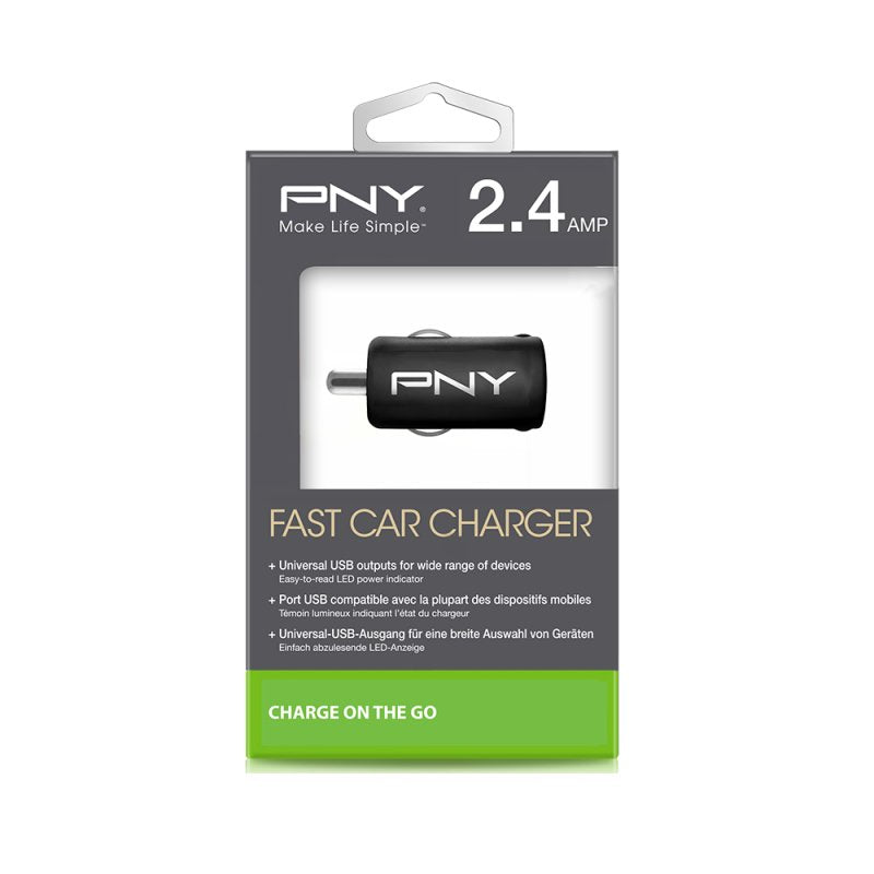 Pny Cargador De Coche Carga Rápida 2.4a X1 Usb Negro