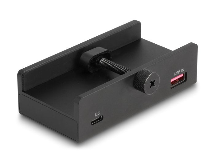 Delock 64285 Concentrador Externo Usb 5 Gbps De 3 Puertos 2 X Usb Tipo-A, 1 X Usb Type-C Y Lector De Tarjeta De 2 Ranuras Con Tornillo De Bloqueo