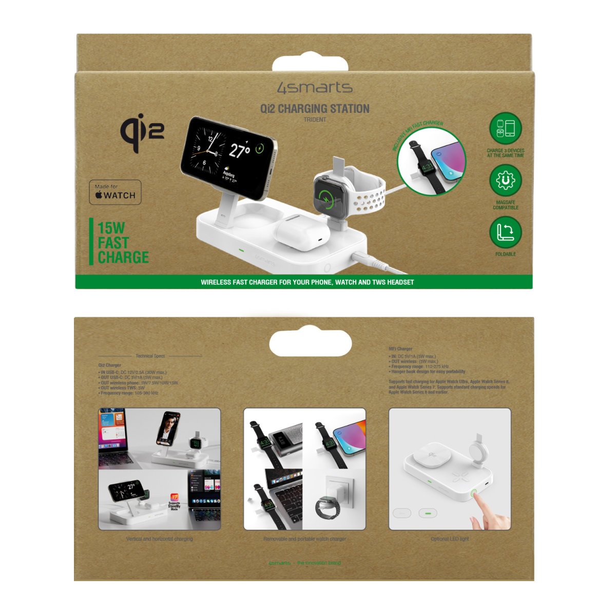 EAN 4252011908004 - 4smarts Qi2 Universal Blanco Corriente alterna Cargador inalámbrico Carga rápida Interior imagen 7