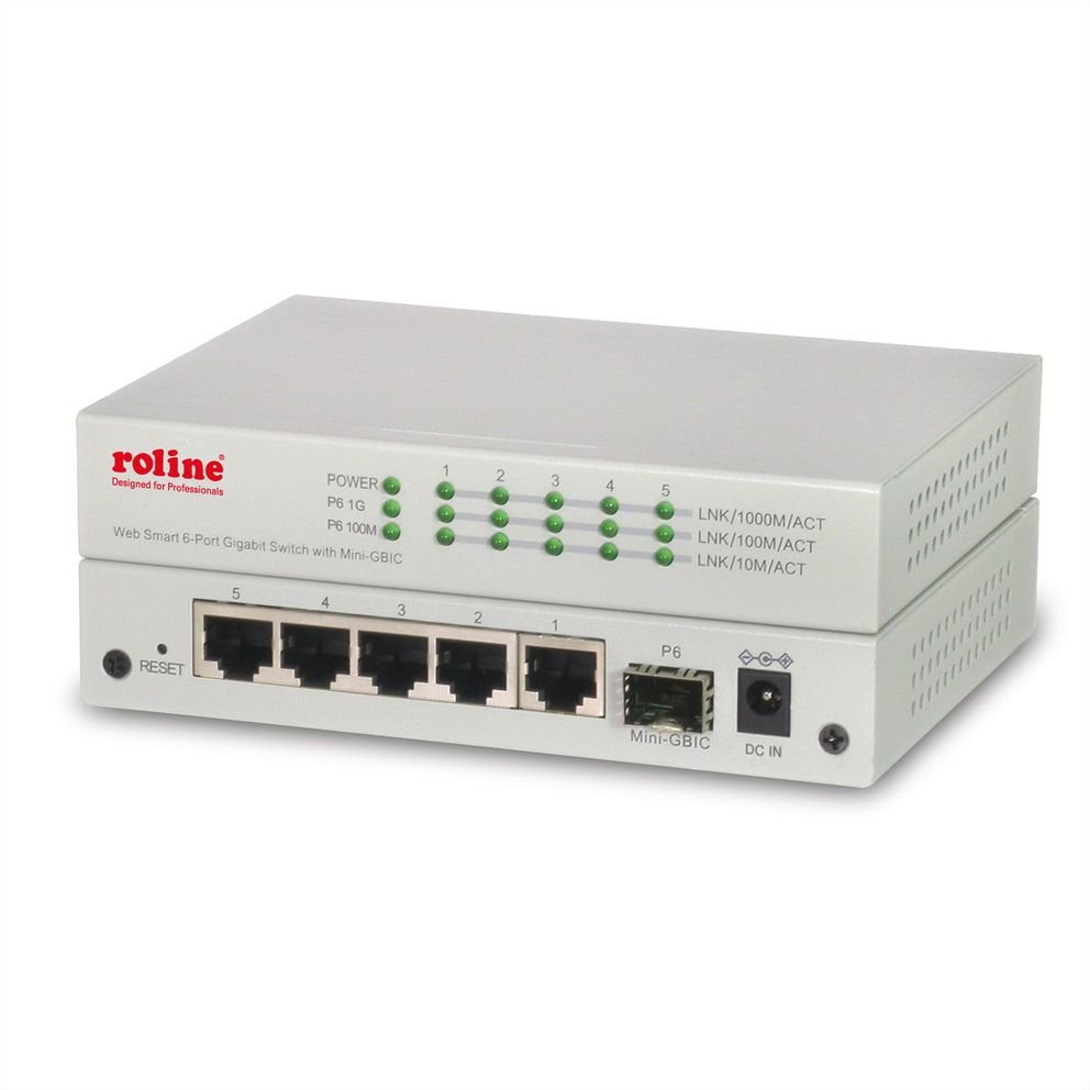 Roline Gigabit Ethernet Switch 6 Ports (5x 10 100 1000 + 1x Sfp), Websmart
