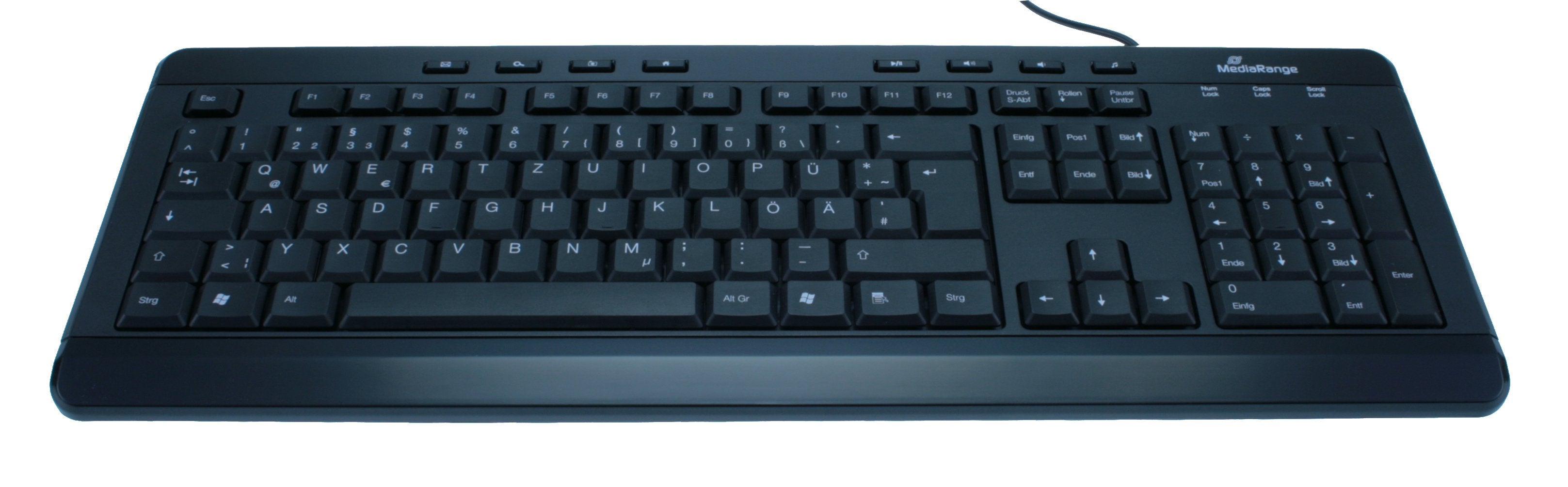 Mediarange Tastatur Multimedia Keyboard Black 8 Sondertasten